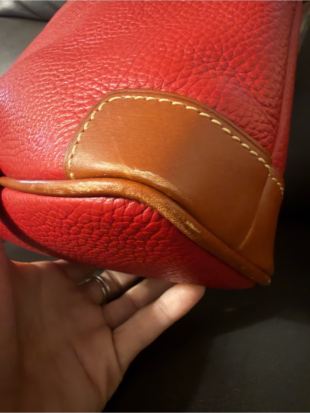 Dooney & Bourke Red Pebbled Leather Crossbody with Tan Trim NWT - Picture 6 of 14